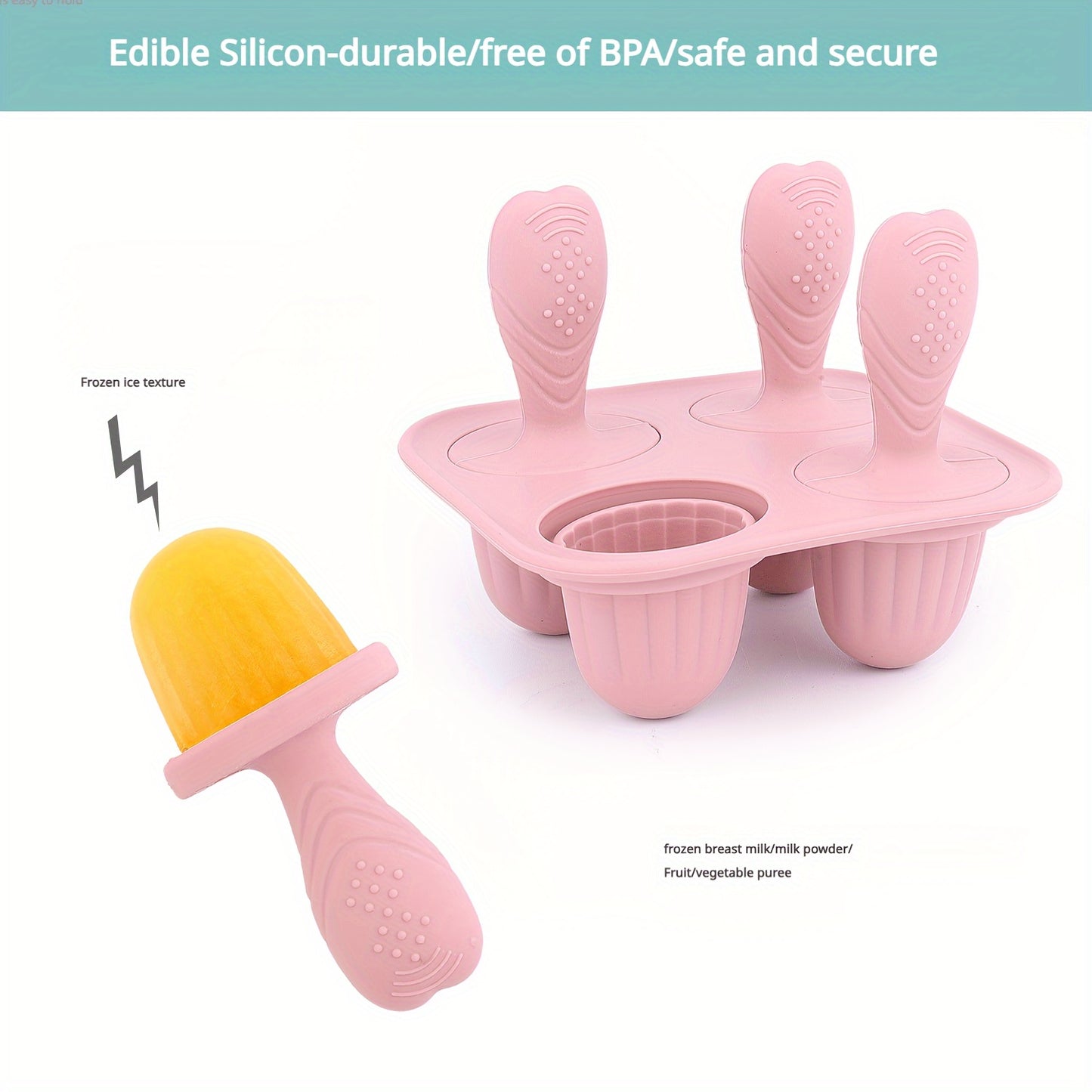 Formas de Picolé em Silicone com Colher – Livre de BPA