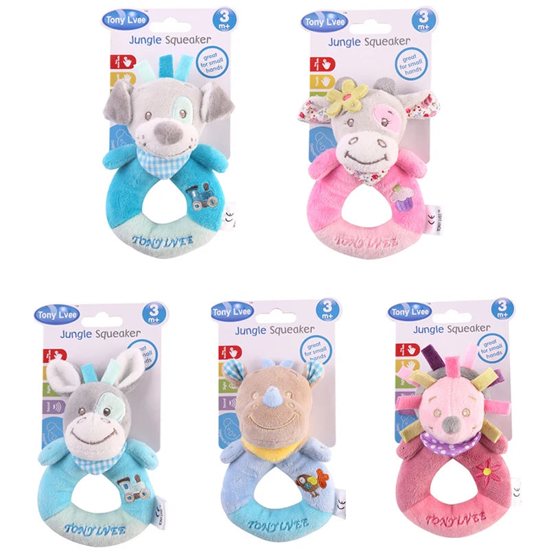 Chocalho de Mão Animalzinho – Brinquedo de Pelúcia Educativo para Bebês