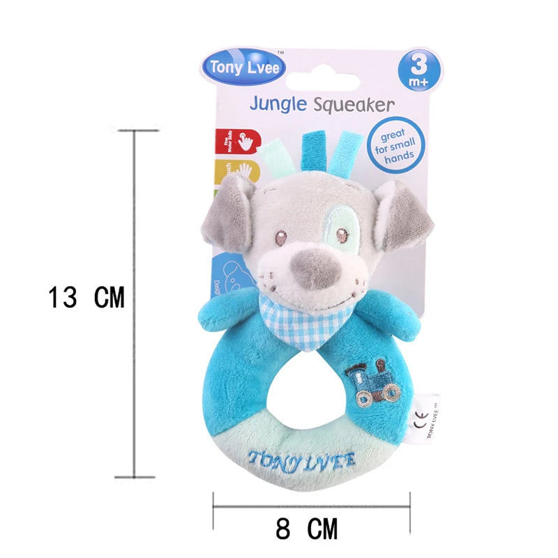 Chocalho de Mão Animalzinho – Brinquedo de Pelúcia Educativo para Bebês