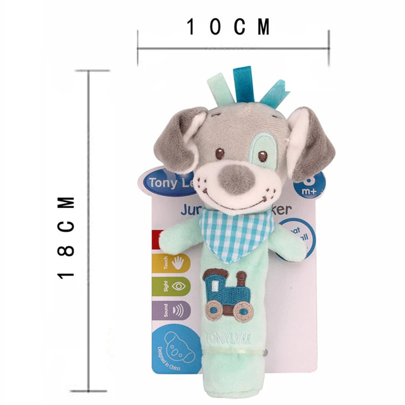 Chocalho de Mão Animalzinho – Brinquedo de Pelúcia Educativo para Bebês