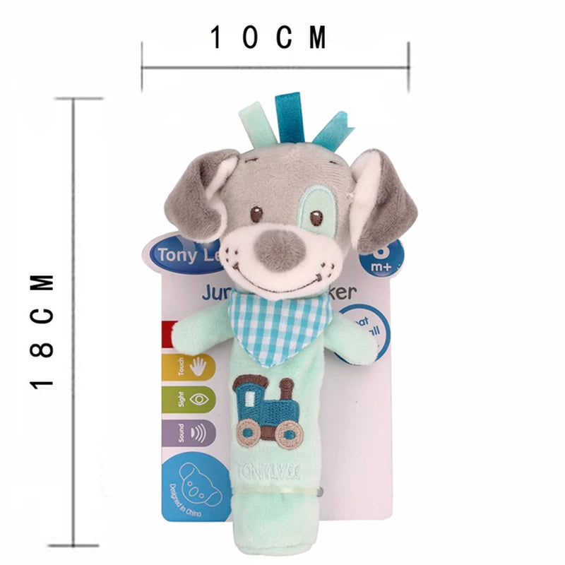 Chocalho de Mão Animalzinho – Brinquedo de Pelúcia Educativo para Bebês