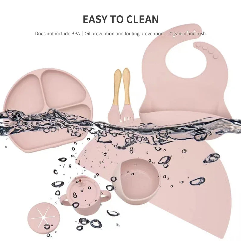 Kit Refeição Infantil 6 Peças em Silicone – Antiderrapante e Seguro