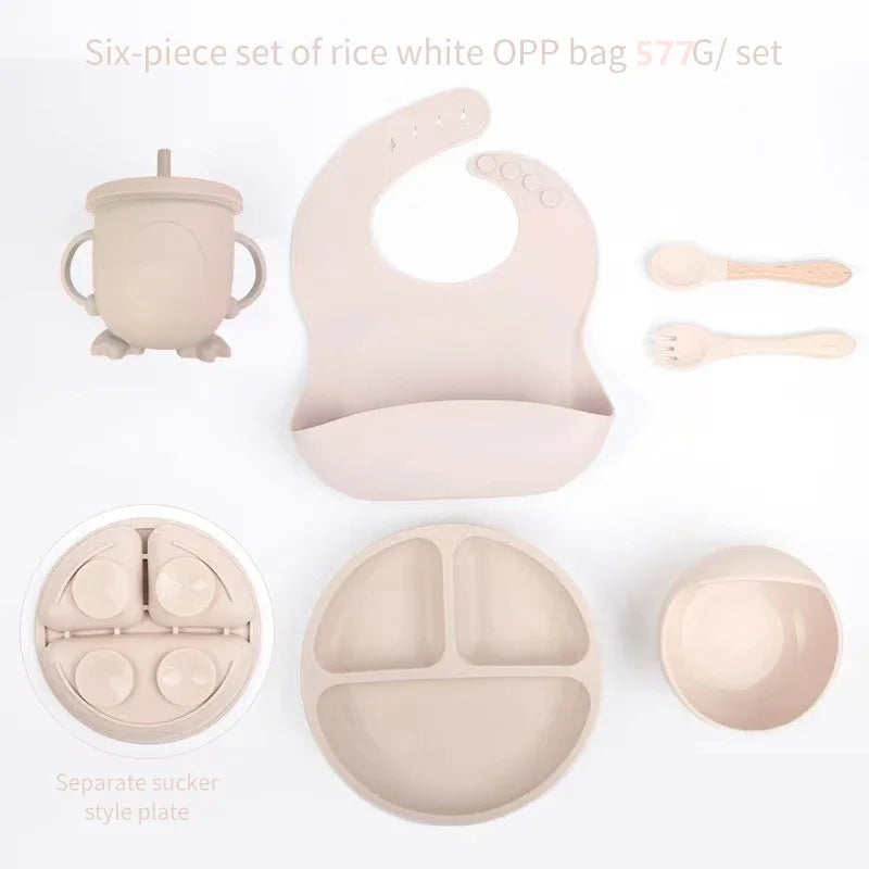 Kit Refeição Infantil 6 Peças em Silicone – Antiderrapante e Seguro