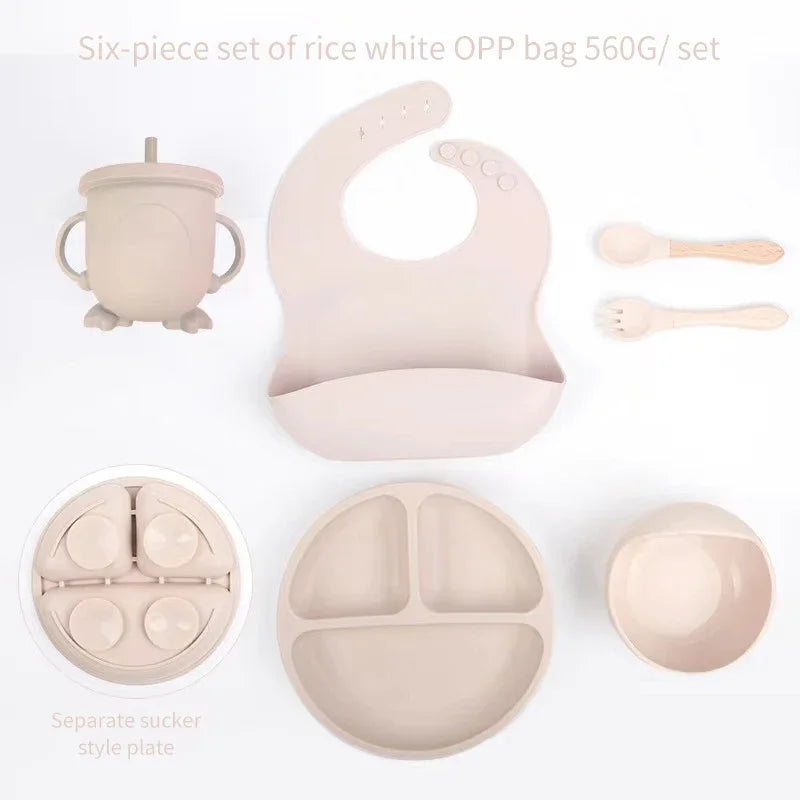 Kit Refeição Infantil 6 Peças em Silicone – Antiderrapante e Seguro