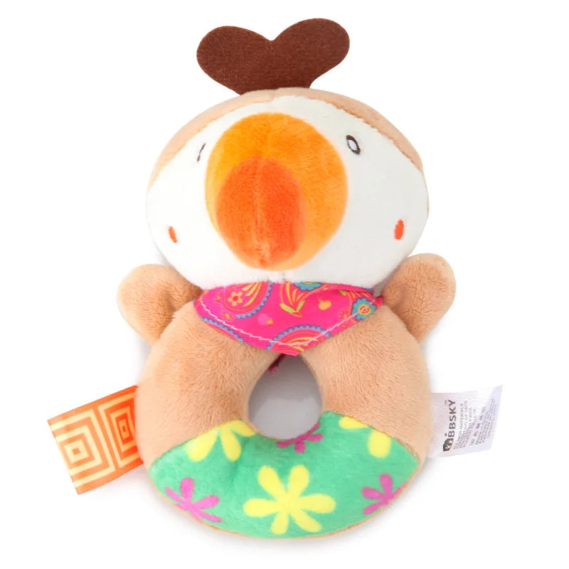 Chocalho de Mão Animalzinho – Brinquedo de Pelúcia Educativo para Bebês
