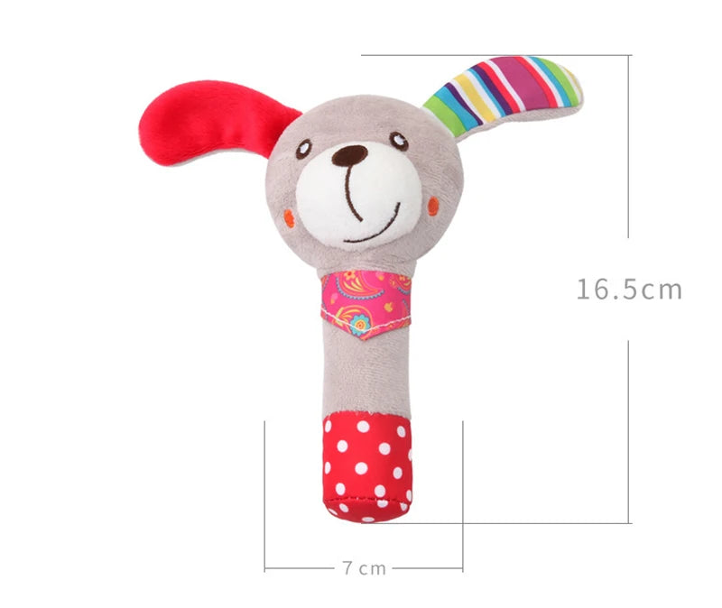 Chocalho de Mão Animalzinho – Brinquedo de Pelúcia Educativo para Bebês
