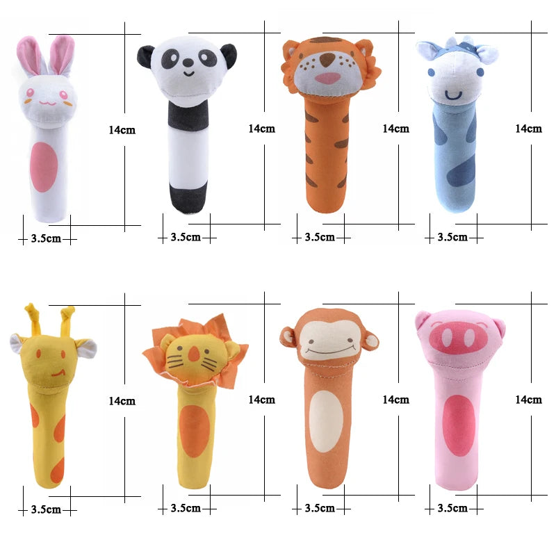 Chocalho de Mão Animalzinho – Brinquedo de Pelúcia Educativo para Bebês