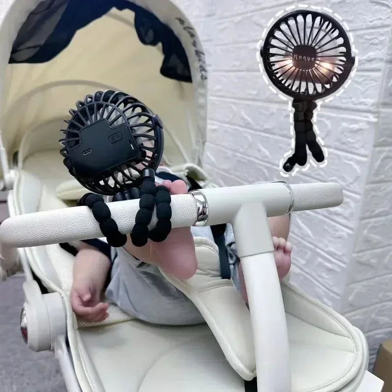 Ventilador Portátil para Carrinho de Bebê – Silencioso, Recarregável e Super Seguro!