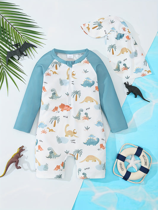 Conjunto de Banho Dino com Chapéu – 2 peças