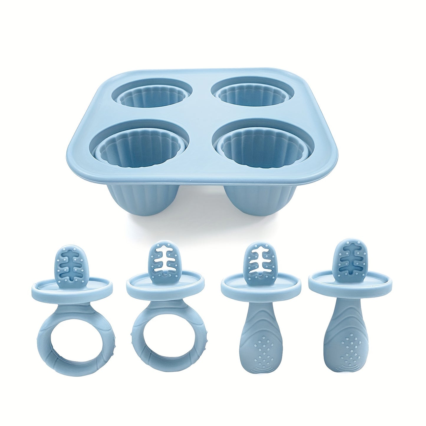 Formas de Picolé em Silicone com Colher – Livre de BPA