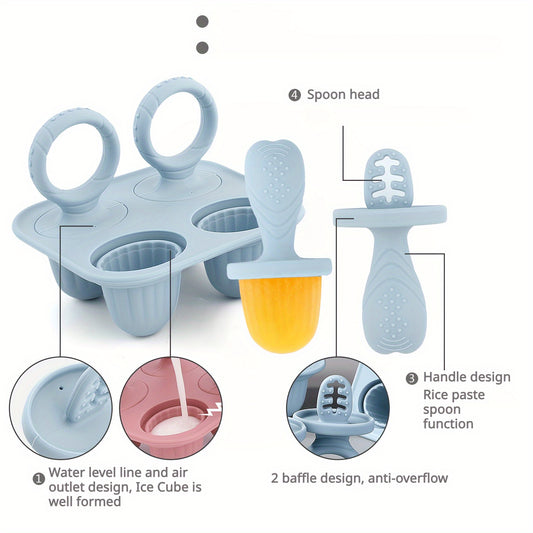 Formas de Picolé em Silicone com Colher – Livre de BPA