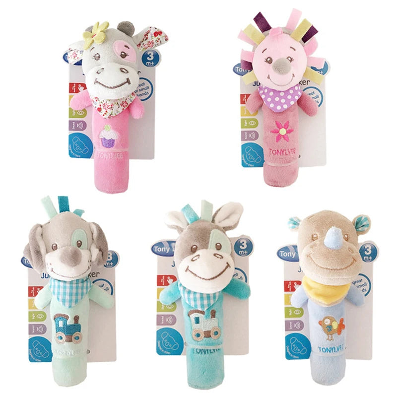 Chocalho de Mão Animalzinho – Brinquedo de Pelúcia Educativo para Bebês