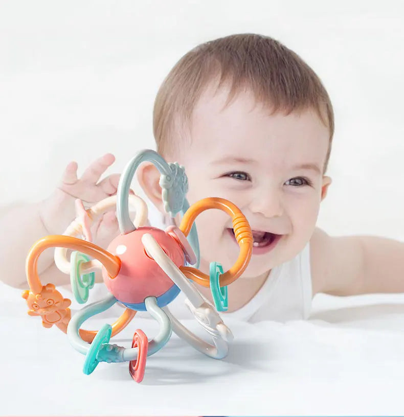 Brinquedos Sensoriais para Bebês – Mordedor e Chocalho Educativo