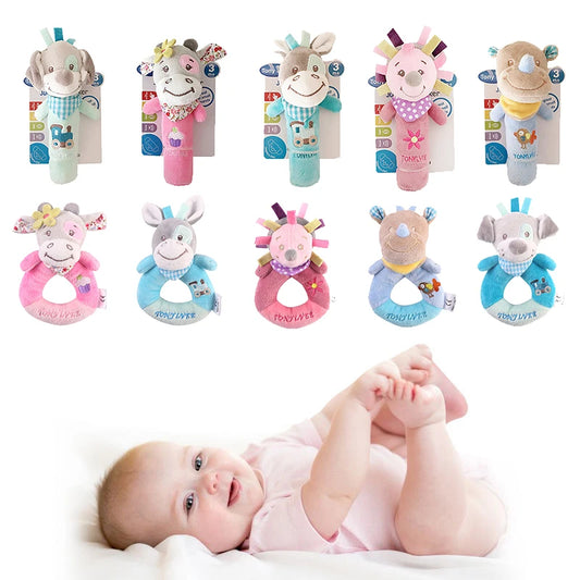Chocalho de Mão Animalzinho – Brinquedo de Pelúcia Educativo para Bebês