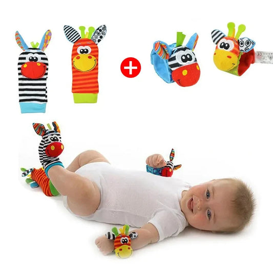 Kit de Chocalhos para Bebê – Pulso e Pé | 0 a 24 Meses