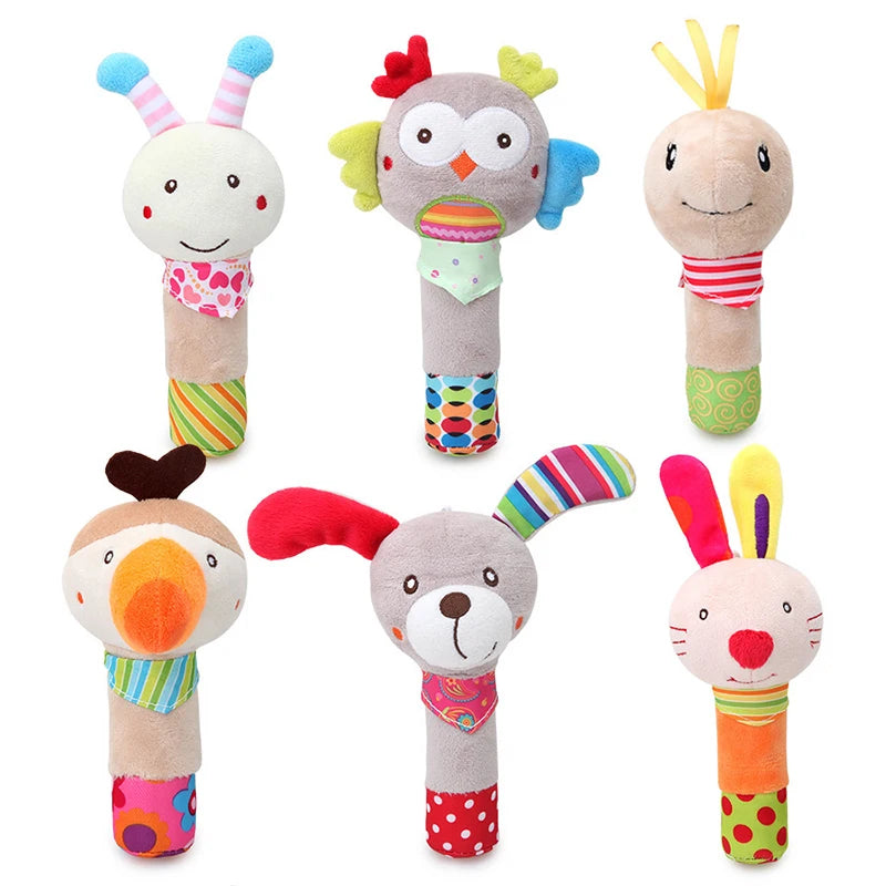 Chocalho de Mão Animalzinho – Brinquedo de Pelúcia Educativo para Bebês