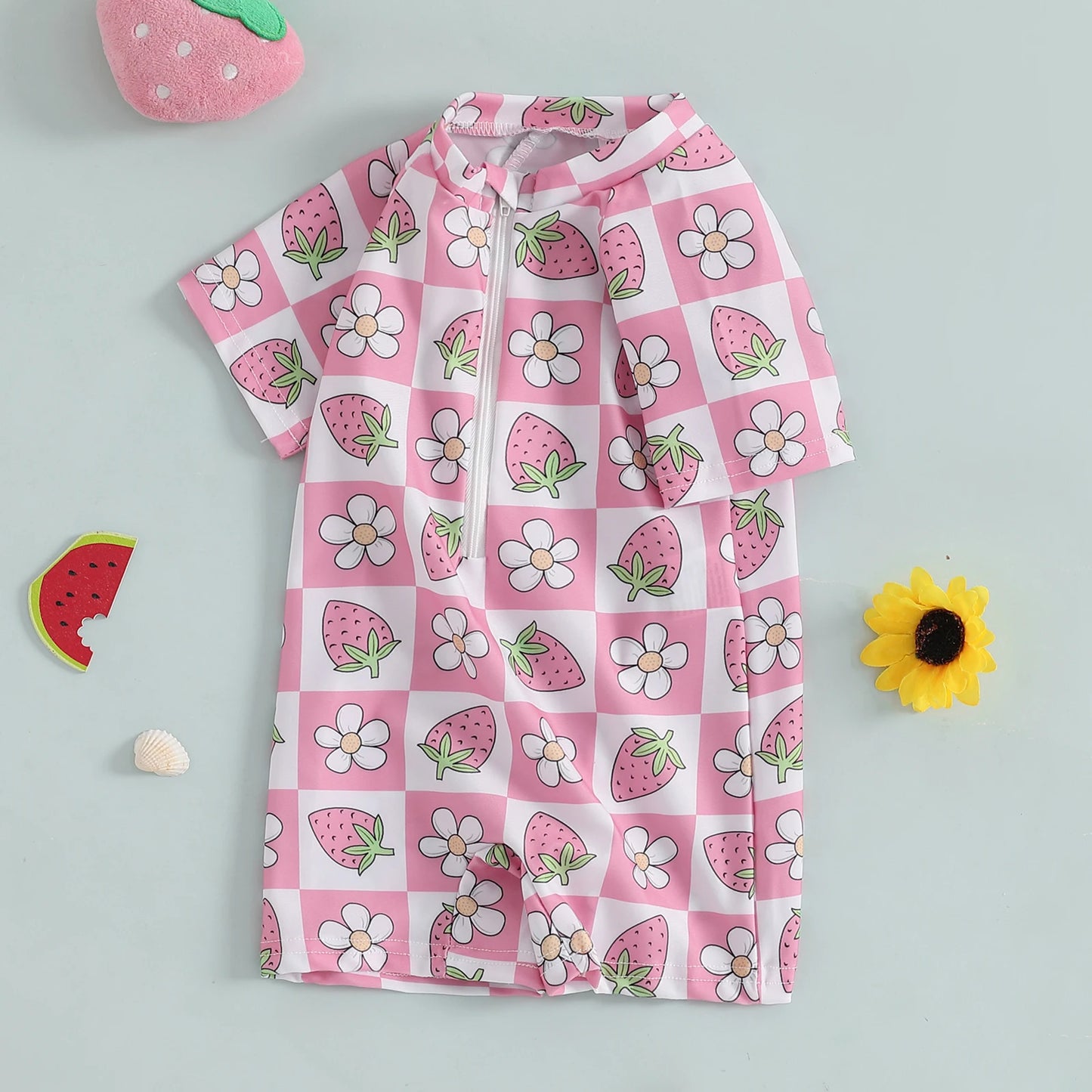 Maiô Infantil Feminino com Manga Curta – Proteção e Estilo para o Verão! 👧🍒🏖️