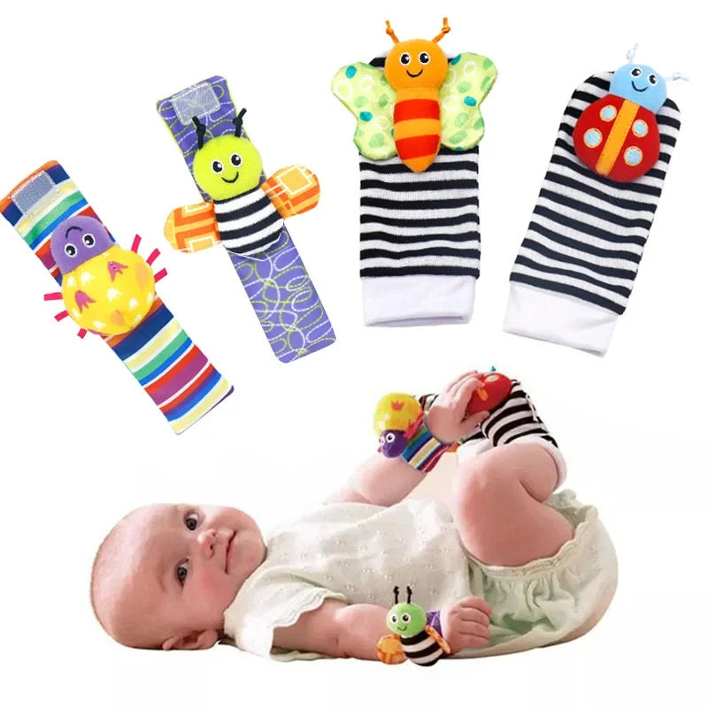 Kit de Chocalhos para Bebê – Pulso e Pé | 0 a 24 Meses