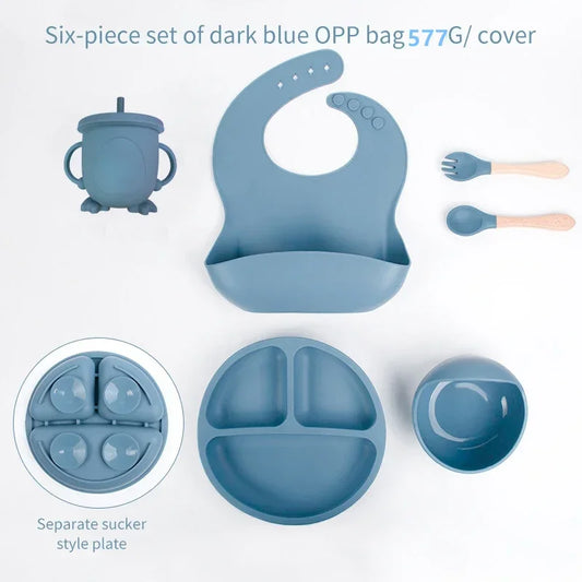 Kit Refeição Infantil 6 Peças em Silicone – Antiderrapante e Seguro
