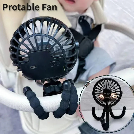 Ventilador Portátil para Carrinho de Bebê – Silencioso, Recarregável e Super Seguro!