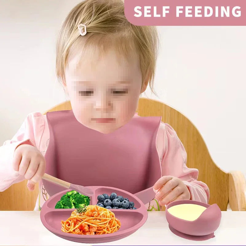 Kit Refeição Infantil 6 Peças em Silicone – Antiderrapante e Seguro