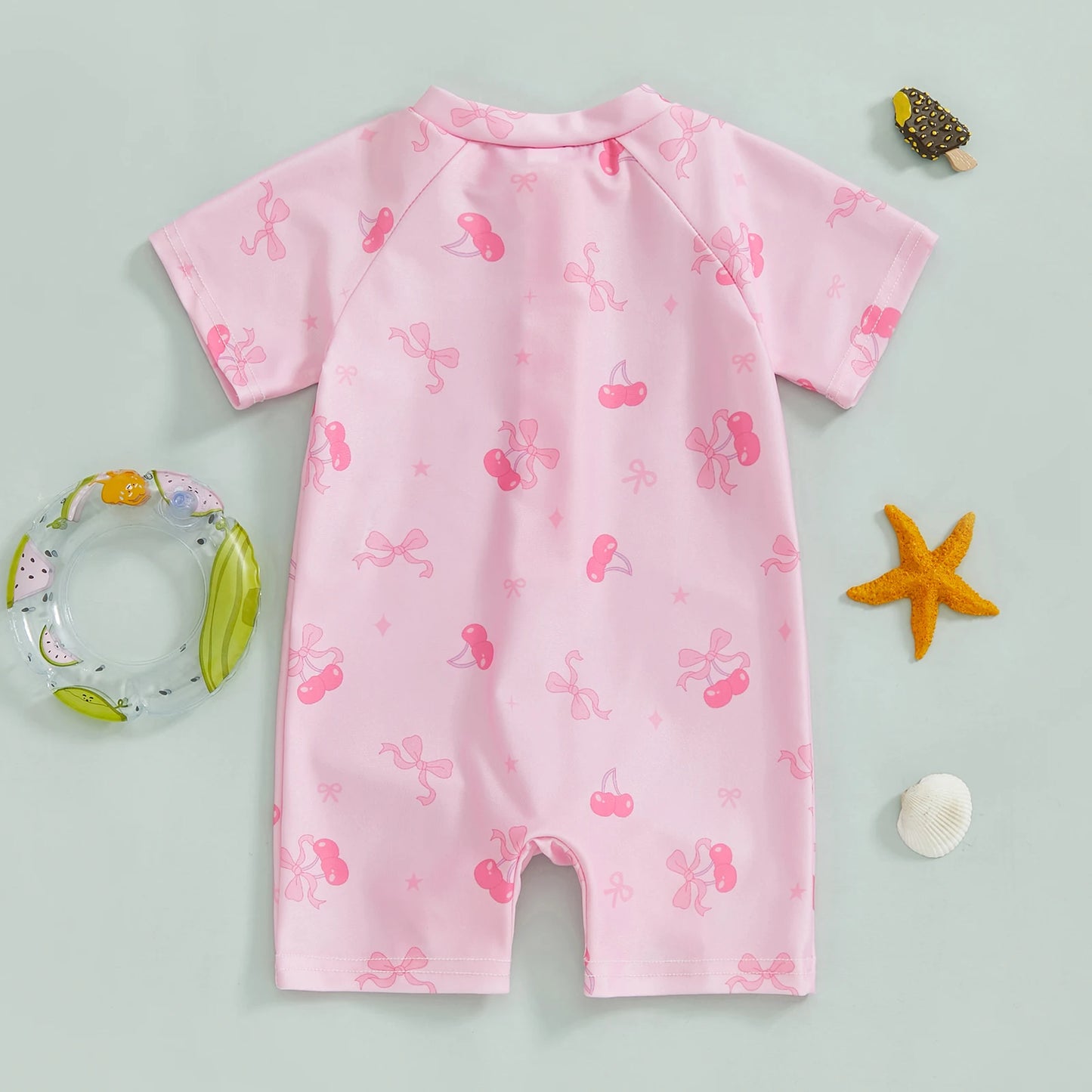 Maiô Infantil Feminino com Manga Curta – Proteção e Estilo para o Verão! 👧🍒🏖️