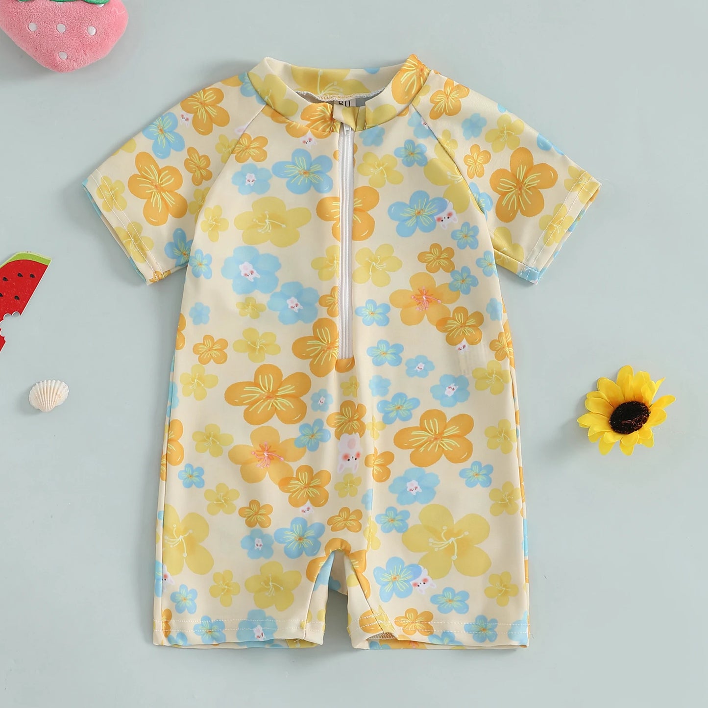 Maiô Infantil Feminino com Manga Curta – Proteção e Estilo para o Verão! 👧🍒🏖️