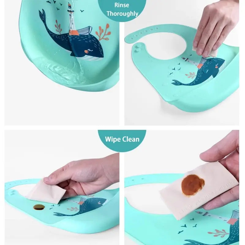 Babador de Silicone Impermeável – Ajustável e Super Fofo