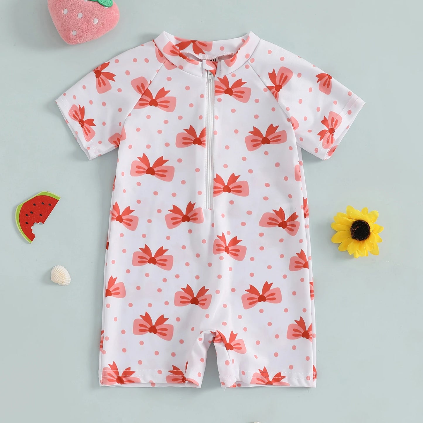 Maiô Infantil Feminino com Manga Curta – Proteção e Estilo para o Verão! 👧🍒🏖️