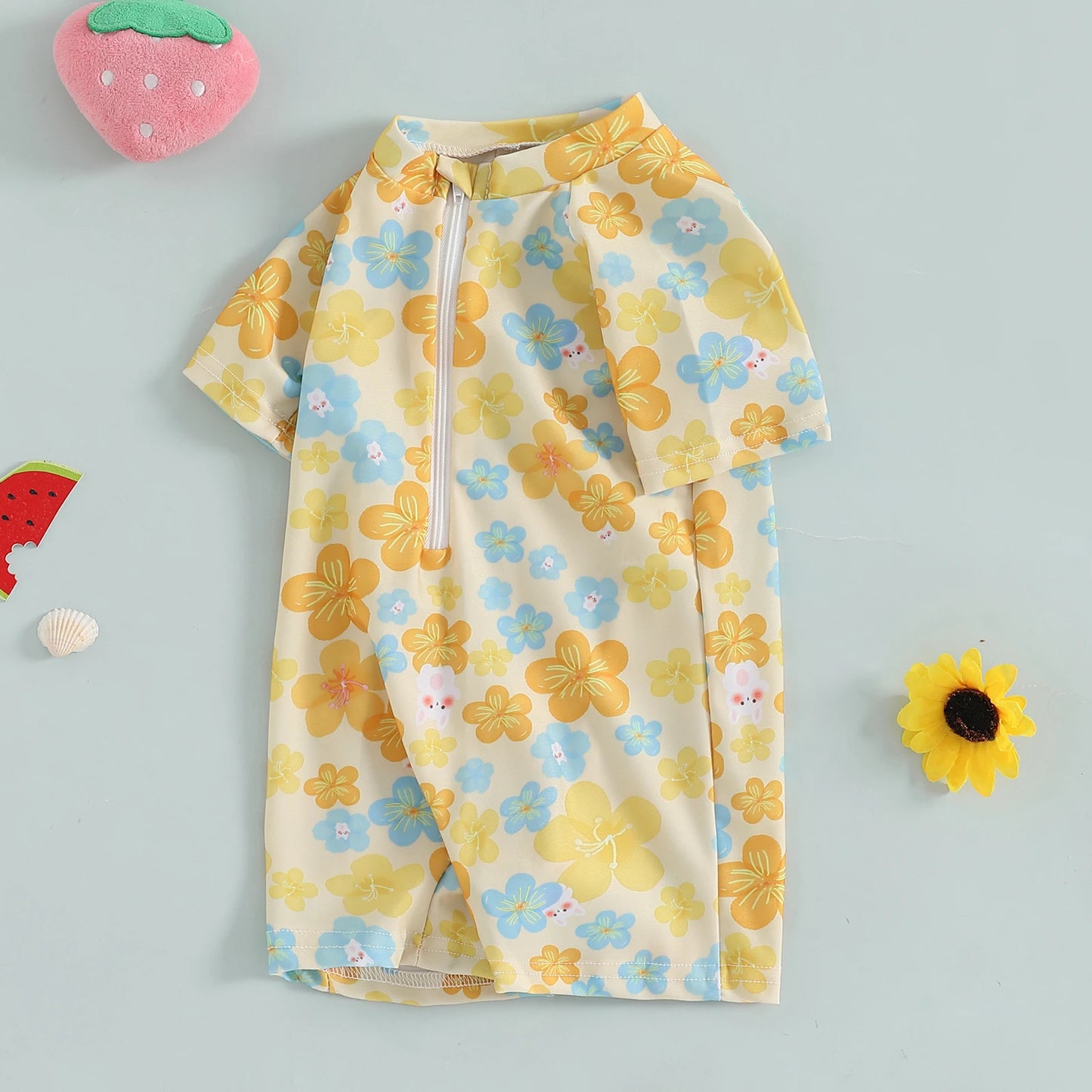 Maiô Infantil Feminino com Manga Curta – Proteção e Estilo para o Verão! 👧🍒🏖️