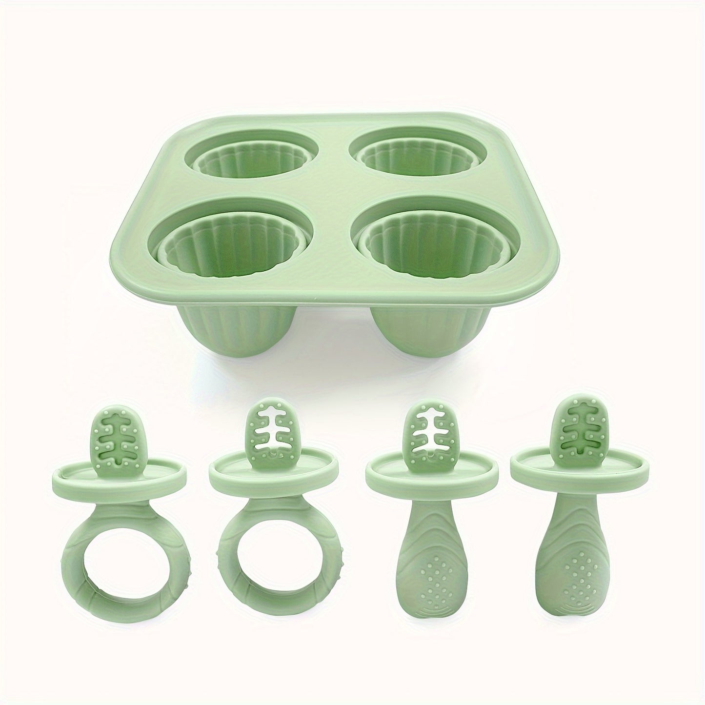Formas de Picolé em Silicone com Colher – Livre de BPA