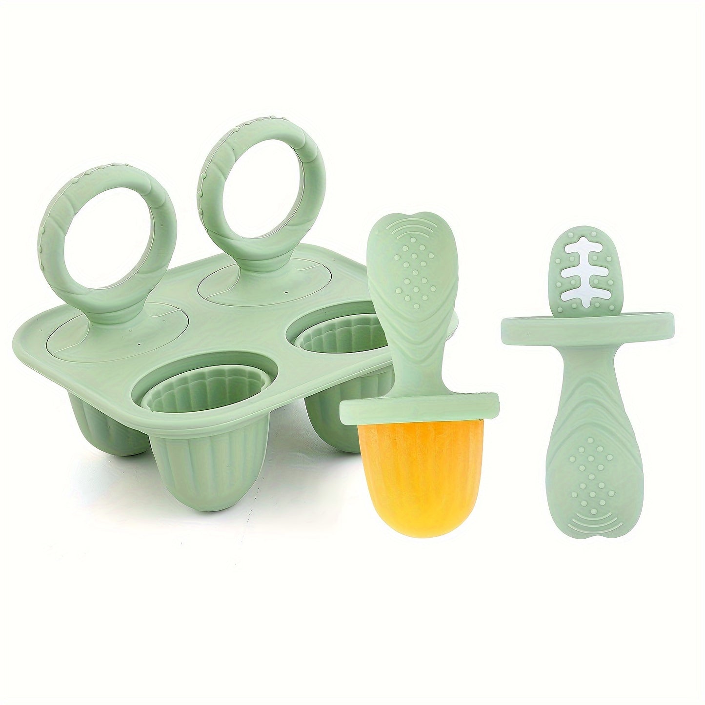 Formas de Picolé em Silicone com Colher – Livre de BPA