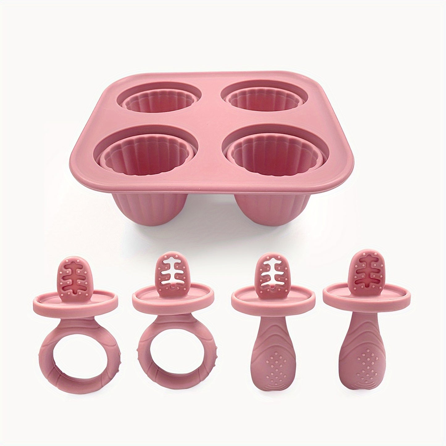 Formas de Picolé em Silicone com Colher – Livre de BPA
