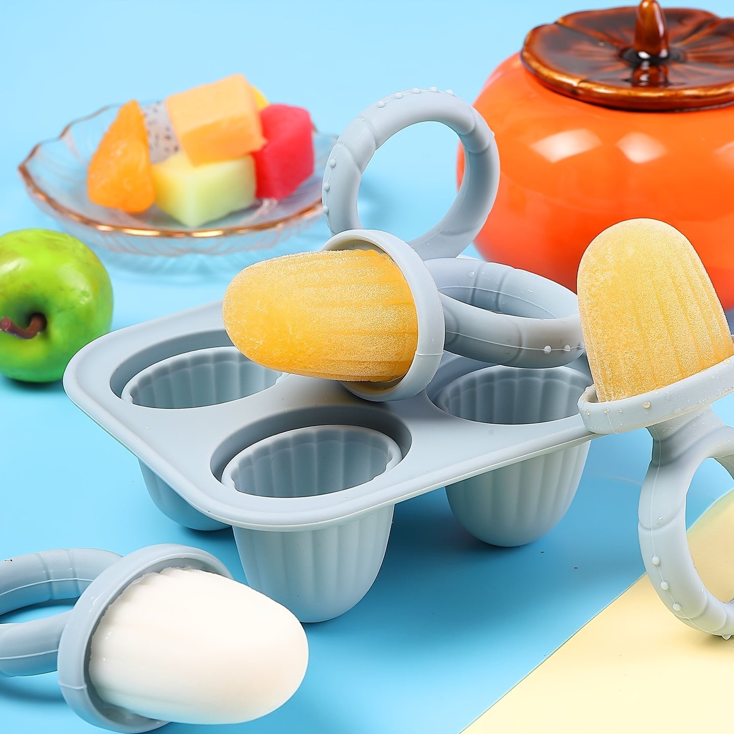 Formas de Picolé em Silicone com Colher – Livre de BPA
